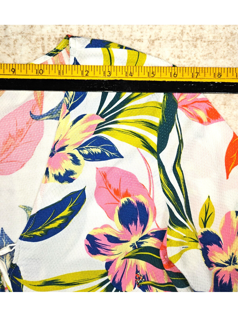 Blue Island Size M Summer Tropical Leaf & Floral V-Neck Beach Mini Dress - Picture 8 of 11